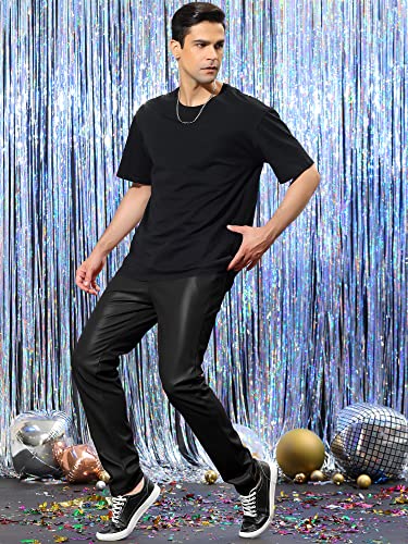 Lars Amadeus Men's Metallic Pants Slim Fit Night Club Disco Shiny Faux Leather Pants3