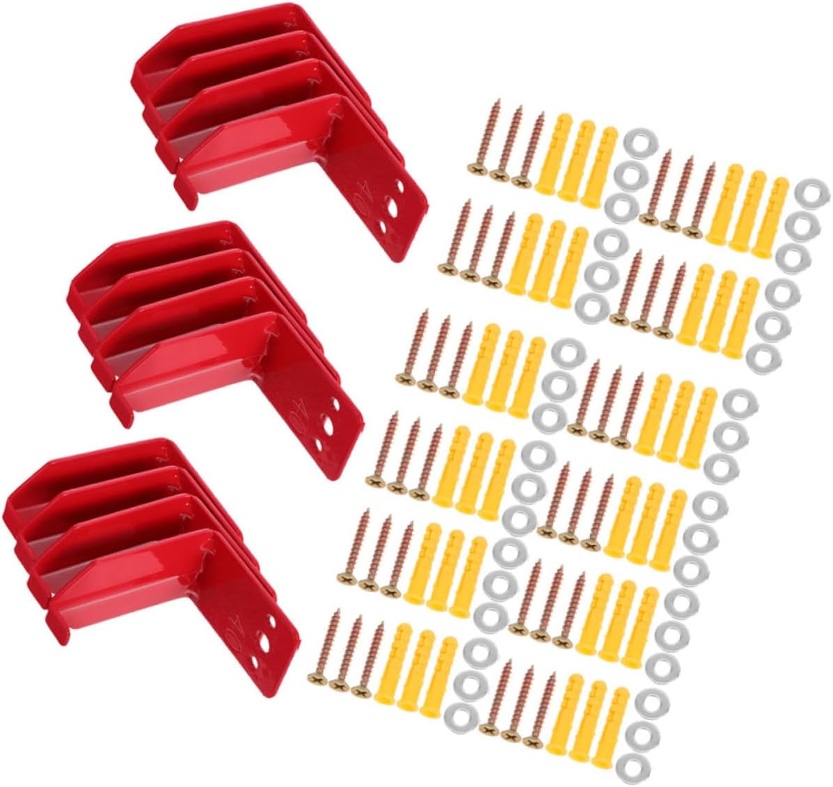 12 Sets Fire Extinguisher Mounting Brackets with Screws and Gaskets Bright Red Wall Hooks for Fire Extinguisher Cabinet
