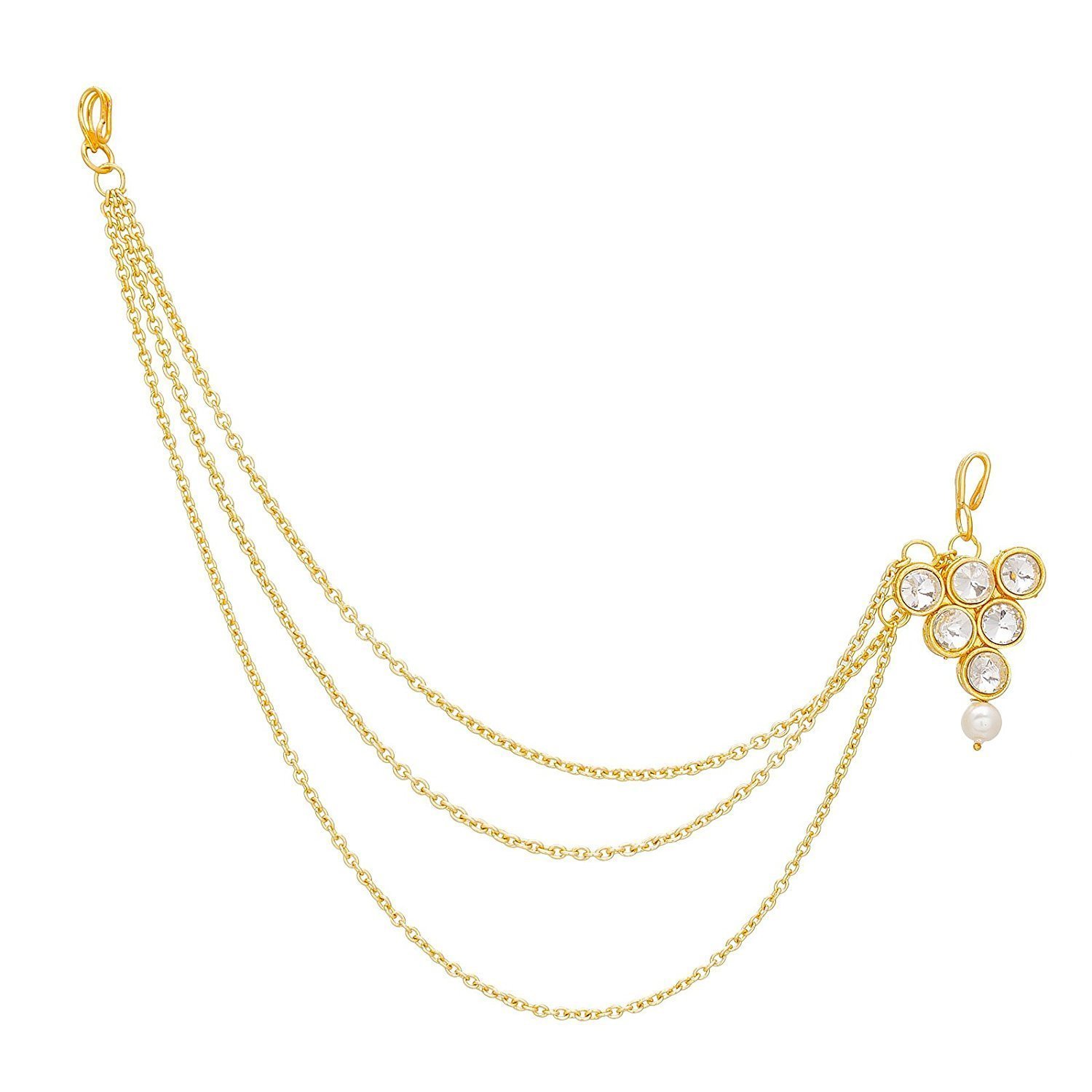 JN HANDICRAFT™ Golden Copper Half Matha Patti Maang Tika for Women