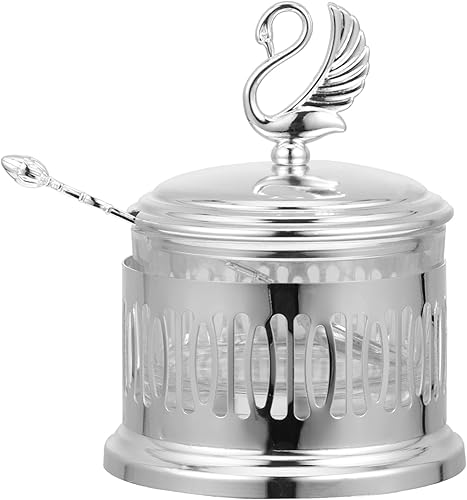 Miniatura 1 de BESTonZON tarro de vidrio azucarero de vidrio recipientes de coctelera de queso dispensador de condimentos cisne