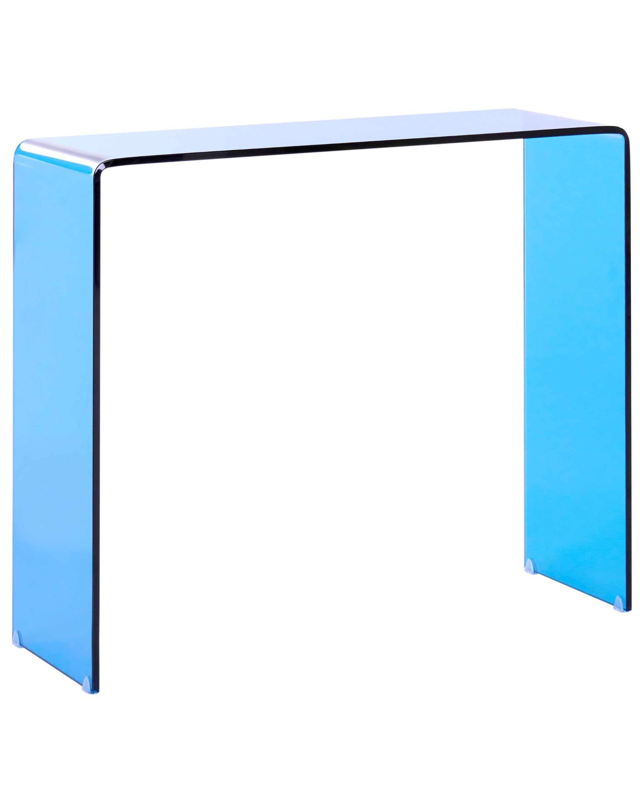 Minimalistyczna konsola hartowane przezroczyste stolik 90x30 cm niebieska szkło Kendall