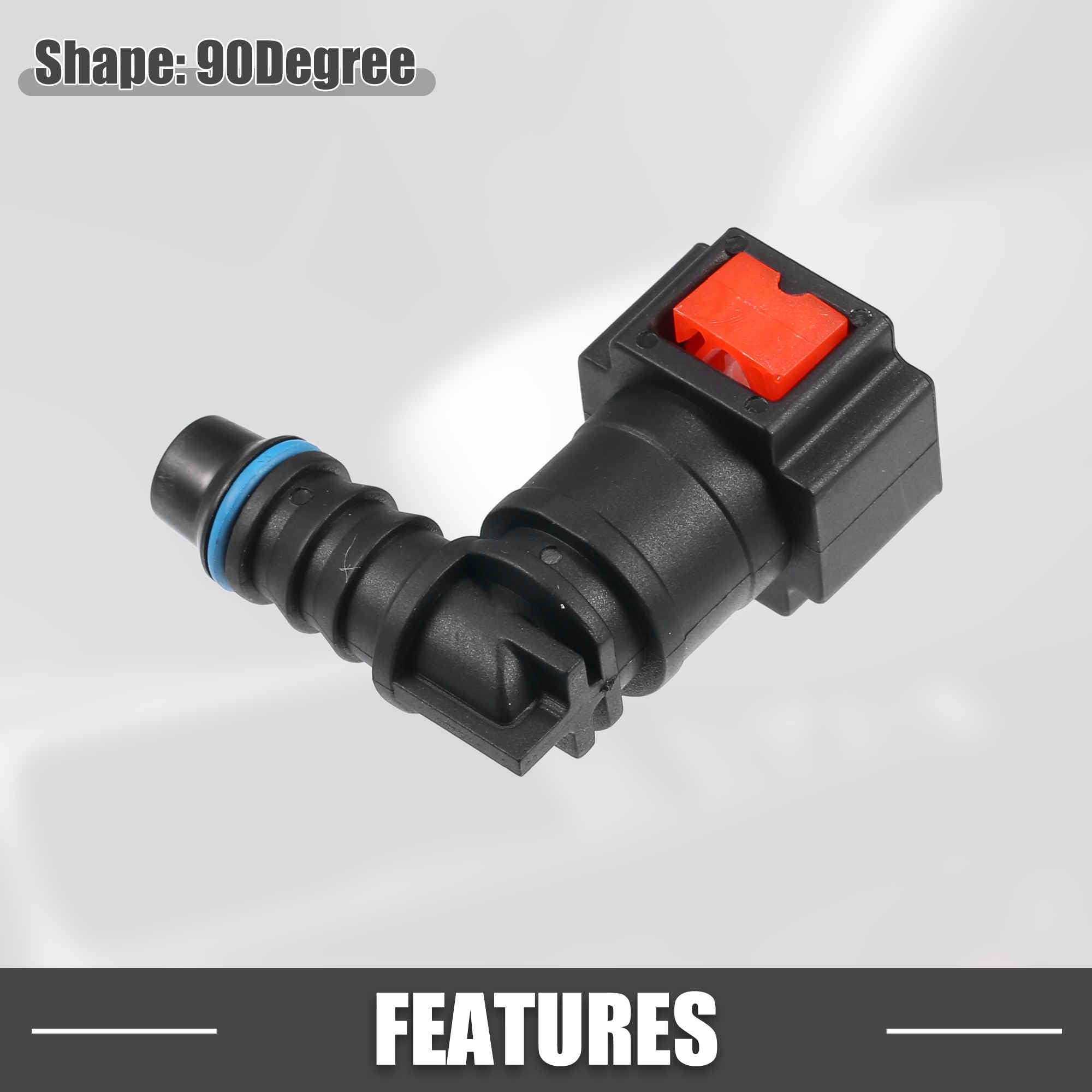 A ABSOPRO Connettore rapido per tubo del carburante per auto a 90 gradi da 5/16" 7,89mm SAE a tubo da 5/16" 8mm Scollega il tubo in plastica rosso (Set di 2).