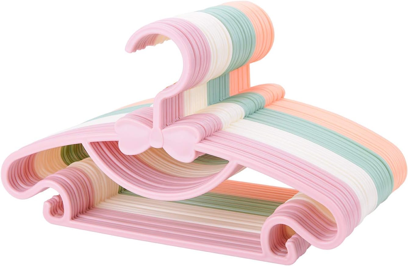 Balala Pack 40 Children's Hangers Kids Plastic Coat Hangers Child Baby Clothes Nursery Hangers Multi Color