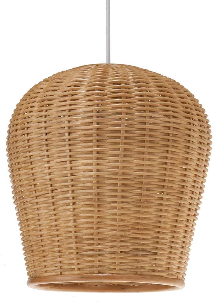 KOUBOO 1050032 Wicker Pod Pendant Light, 11.5" x 11.5" x 12.5", Natural