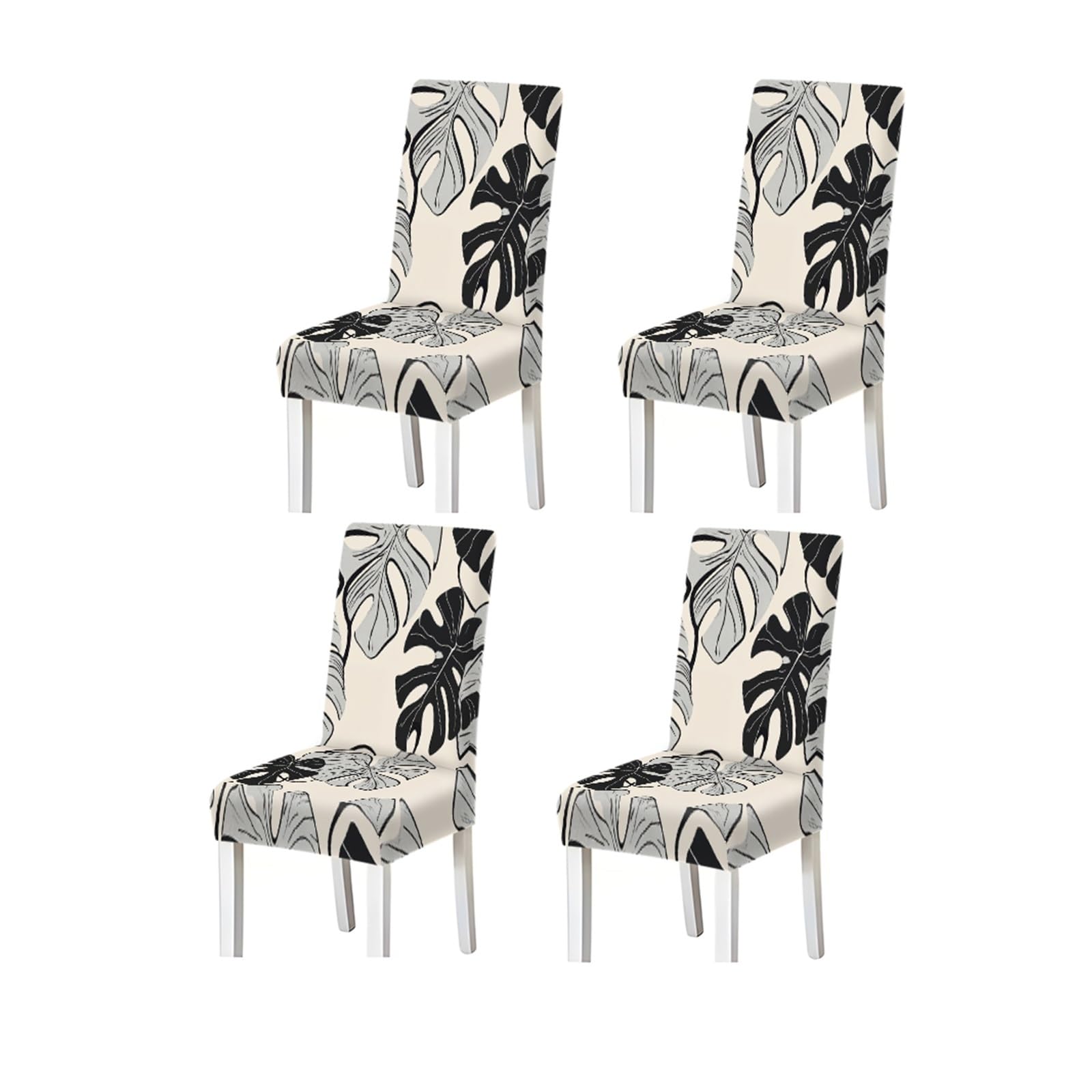 BOSUYBN Monstera Leaf Pattern Print Dining Chair Covers Set Of 2/4/6, Stretch Slipcovers For Kitchen Dining Room Furniture Protectors for Home Dining Room(4PCSChair cover)