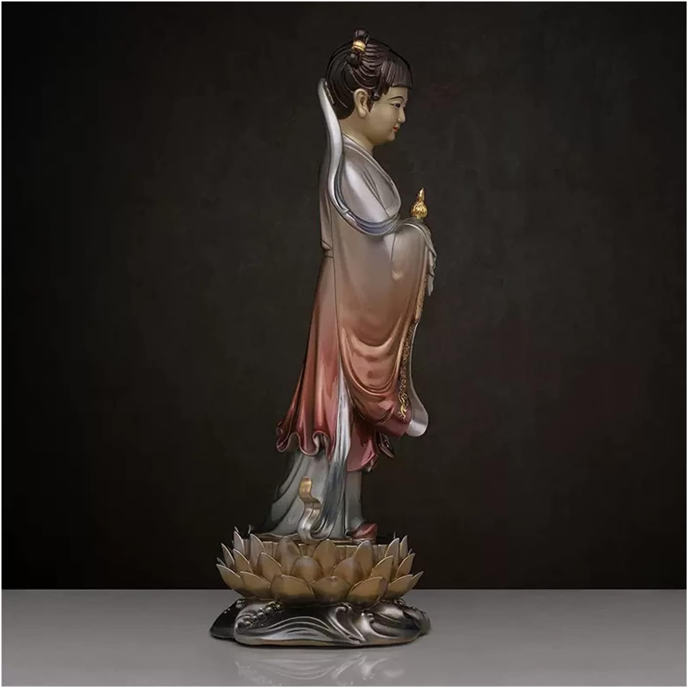 Escultura de niña dragón, Estatua de Buda de latón para decoración Zen, Adorno Artesanal, Figura de Buda de Mano de Obra Premium