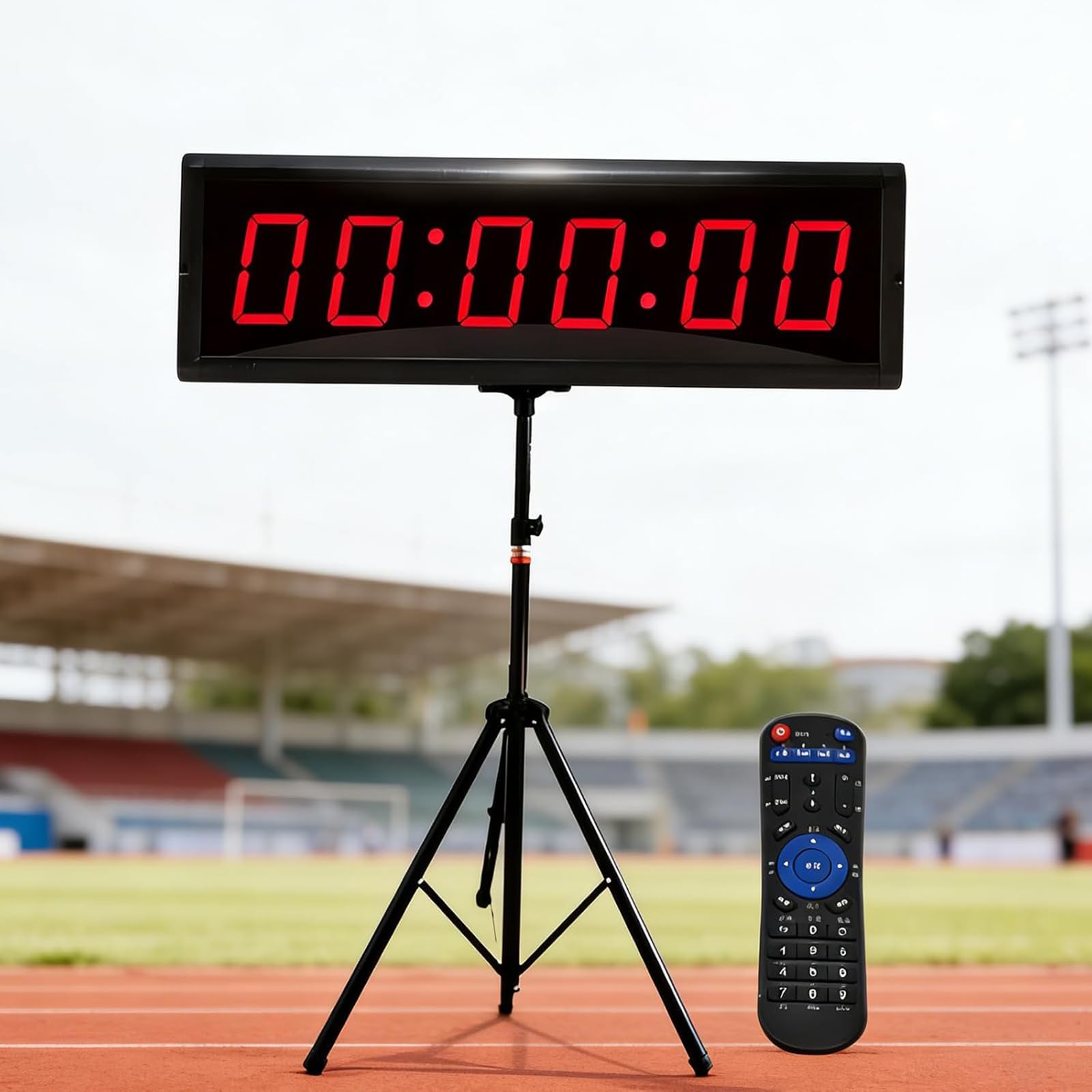 NGARY Reloj De Carrera Led, Temporizador De Doble Cara De 6 Dígitos De 1,5 Pulgadas con Trípode, Sincronización Positiva/Ciclo/cronómetro/Modo De Cuenta Regresiva Y 20 Grupos De Memoria De Datos