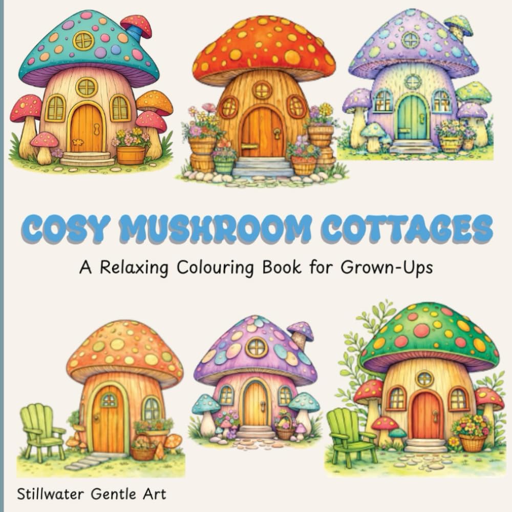 Cosy Mushroom Cottages: A Relaxing Colouring Book For Grown Ups