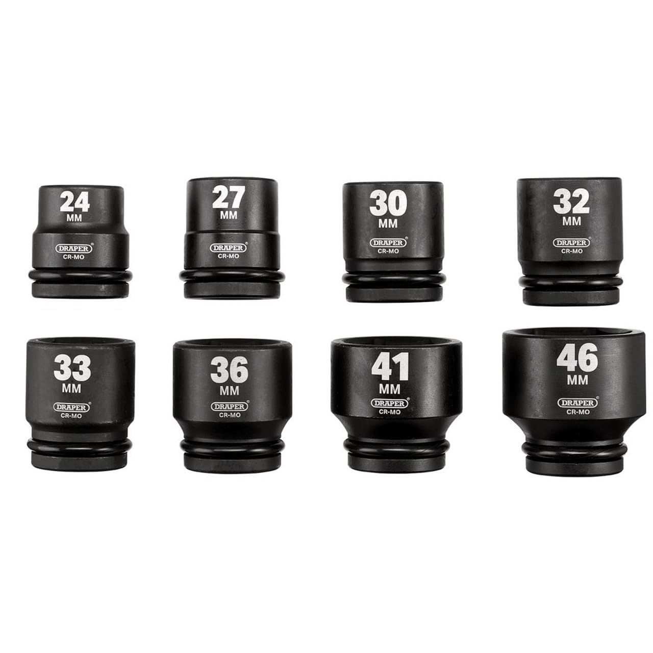 Draper HI-TORQ 8pcs Metric Impact Socket Set, 3/4" Sq. Dr. - 20206-6-Point CR-MO Steel, Black, 1 - Image 4