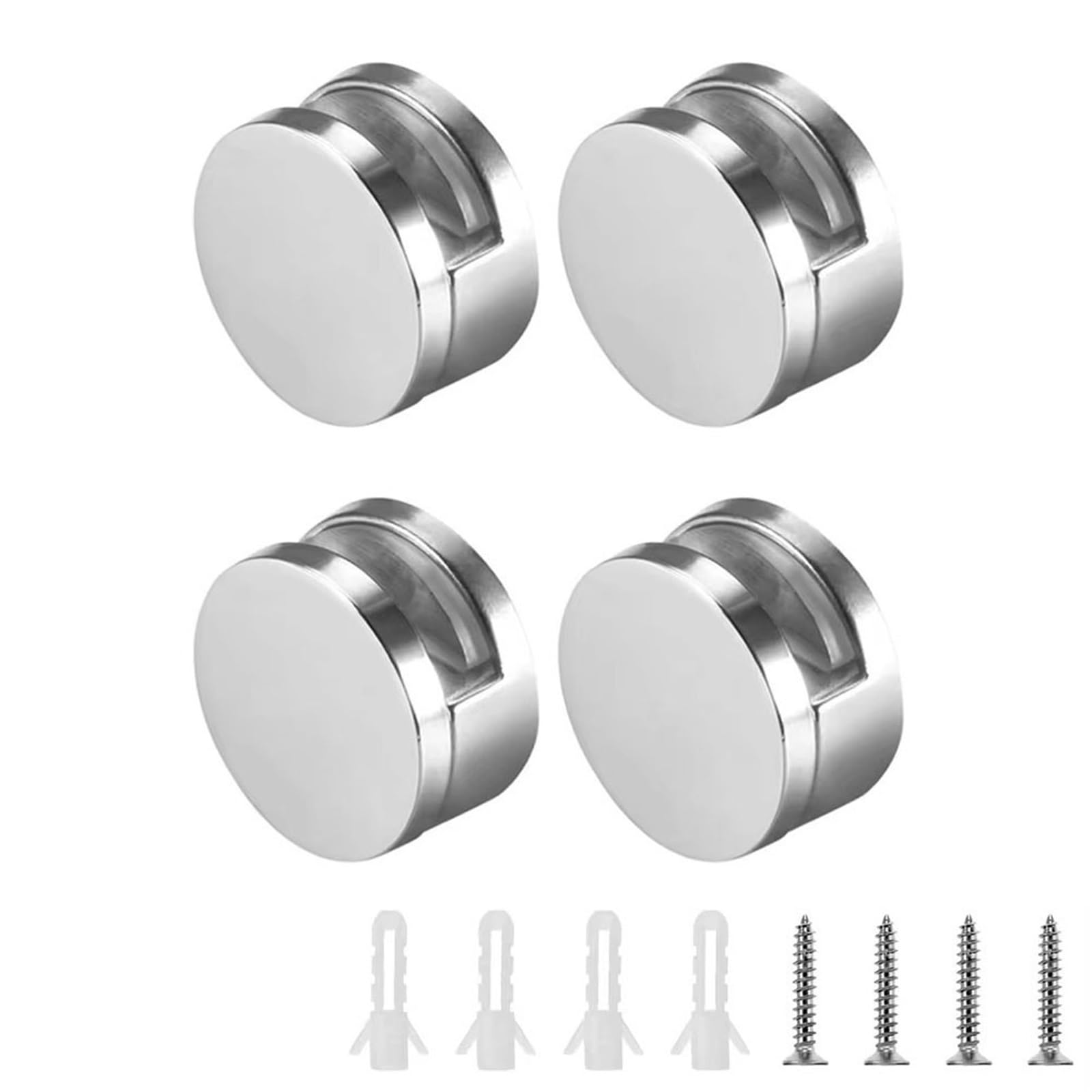 12PCS Zinc Alloy Mirror Clip Silver Round Glass Clips Hardware Kitchen Cabinet