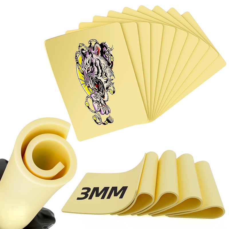 MIHERT Kit com 10 Folhas de Pele Sintética para Prática de Tatuagem, 3 mm, Dupla Face, 20,32 x 15,24 cm, Modelo S103M