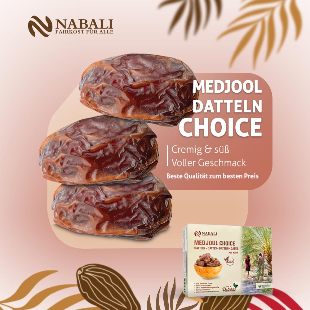 NABALI FAIRKOST Datteri Khudri | Prodotti di qualità - 100% naturali aromatici freschi orientali delicati e vegani | Datteri Khudri mielati e caramellati | Origine: Qassim (1kg)