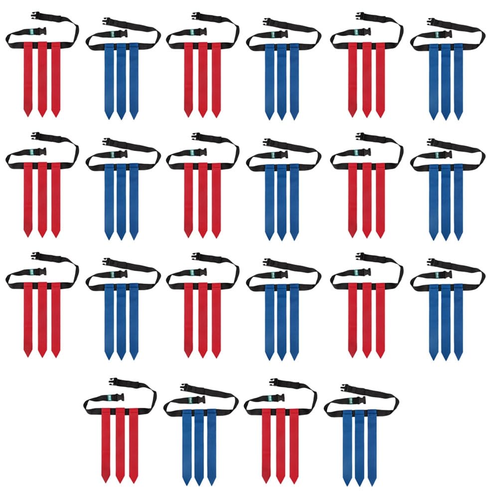 Lot de 22 ceintures de football - Drapeau réglable - Bleu et rouge