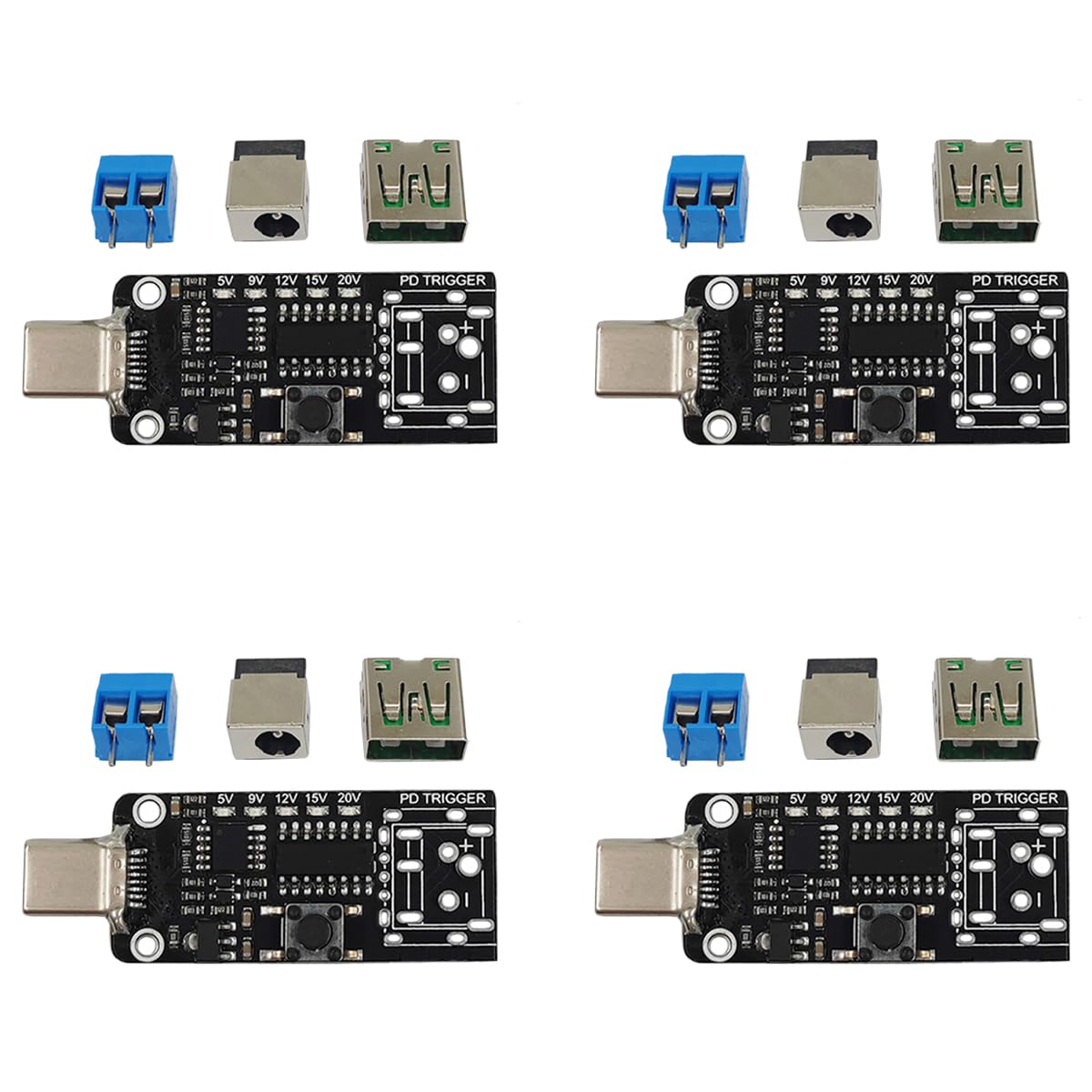 4pcs type-c pd trigger board usb-c pd 5v 9v 12v 15v 20v 5a adjustable voltage power trigger module usb-c male input notebook power supply change board module