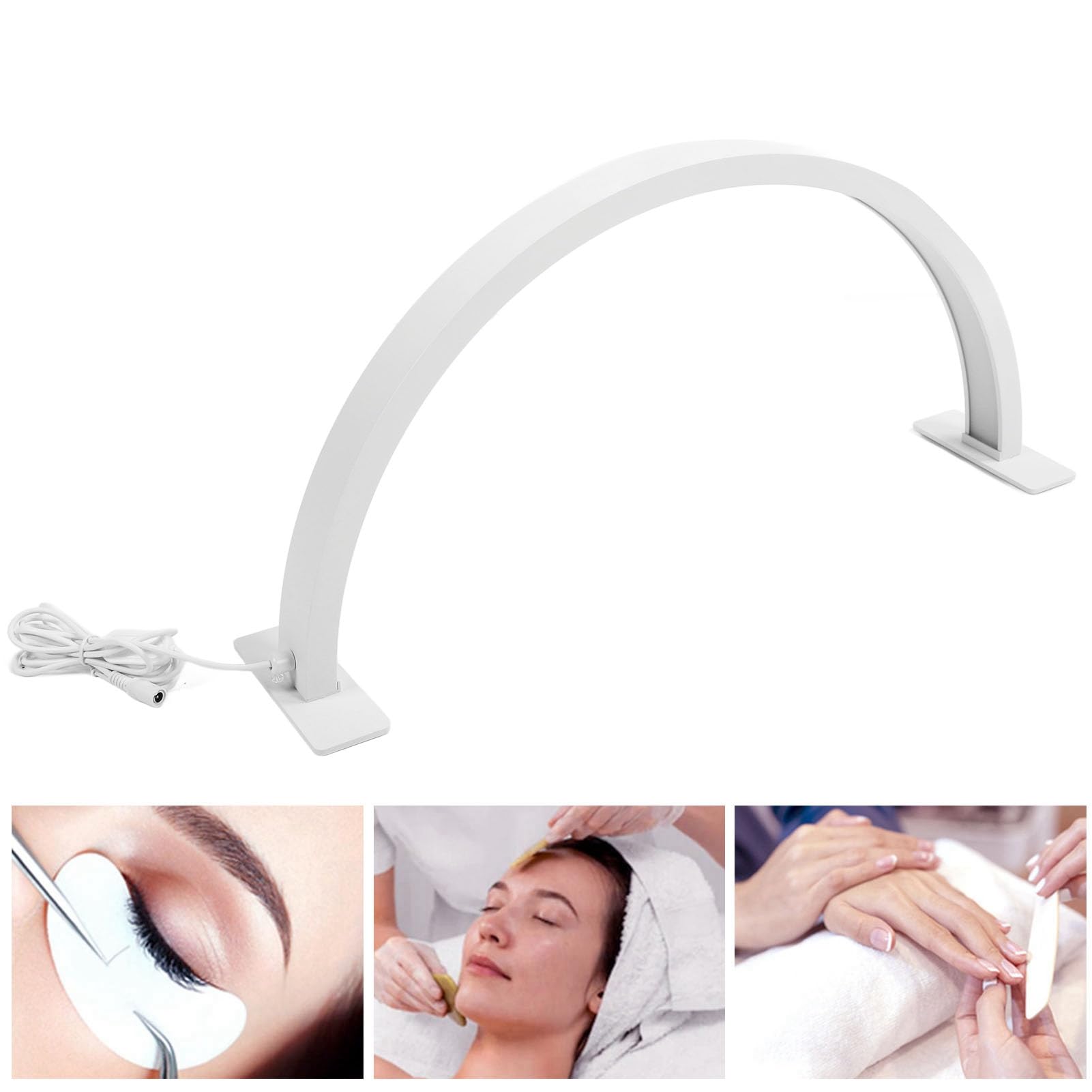 Lampe de Bureau Demi-lune LED, Lampe de Bureau Demi-lune pour Empêcher le Glissement des Bases Stables Blanches pour le Tatouage des Sourcils (Prise UE)