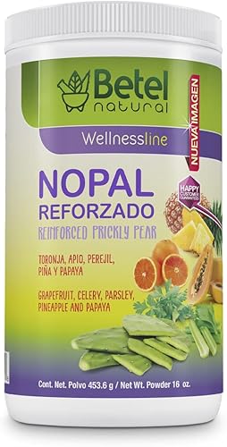 Betel Natural Polvo de Nopal (tina) Reforzado hecho con pomelo, piña y papaya - 16 onzas