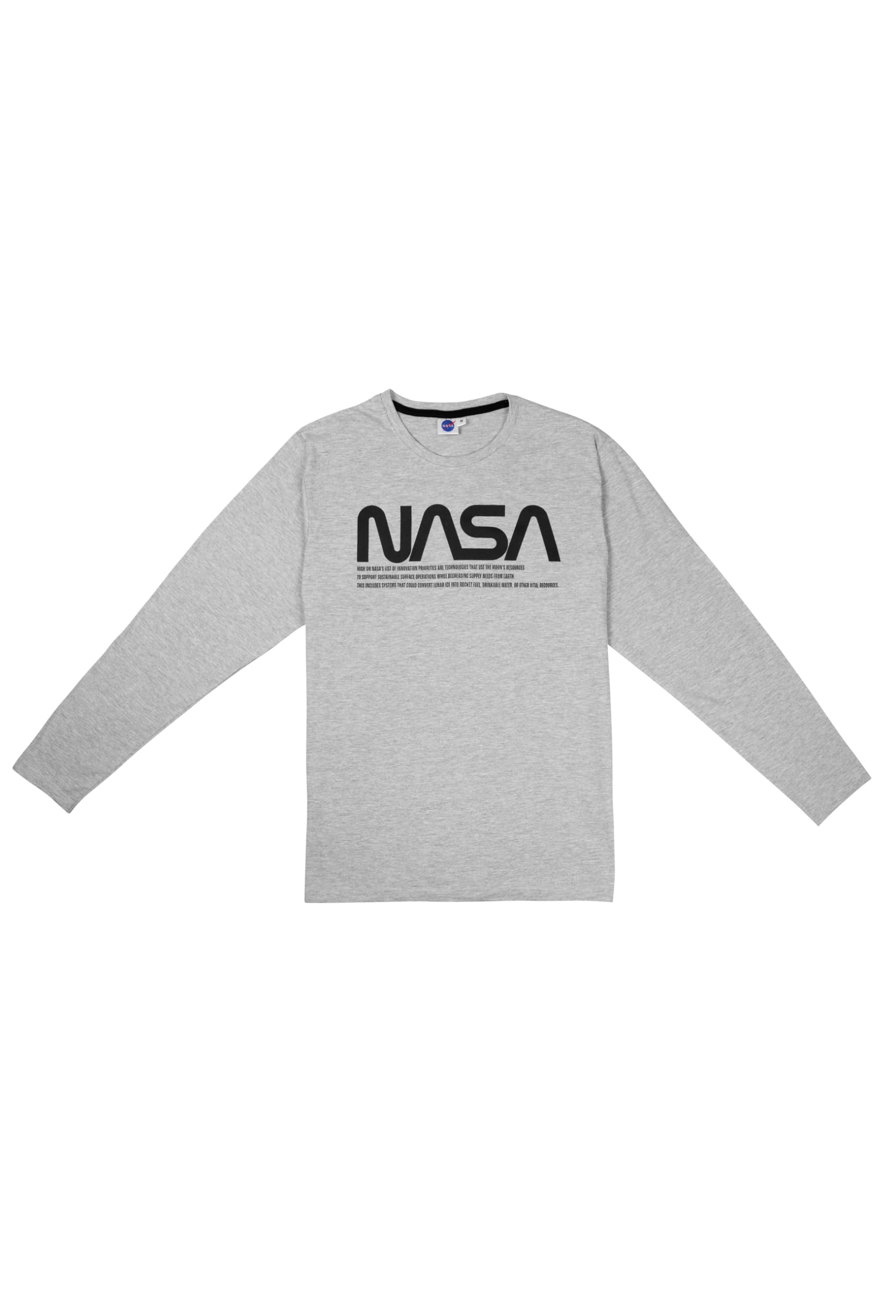 NASA - Pigiama da uomo, a maniche lunghe, con pantaloni, grigio/nero