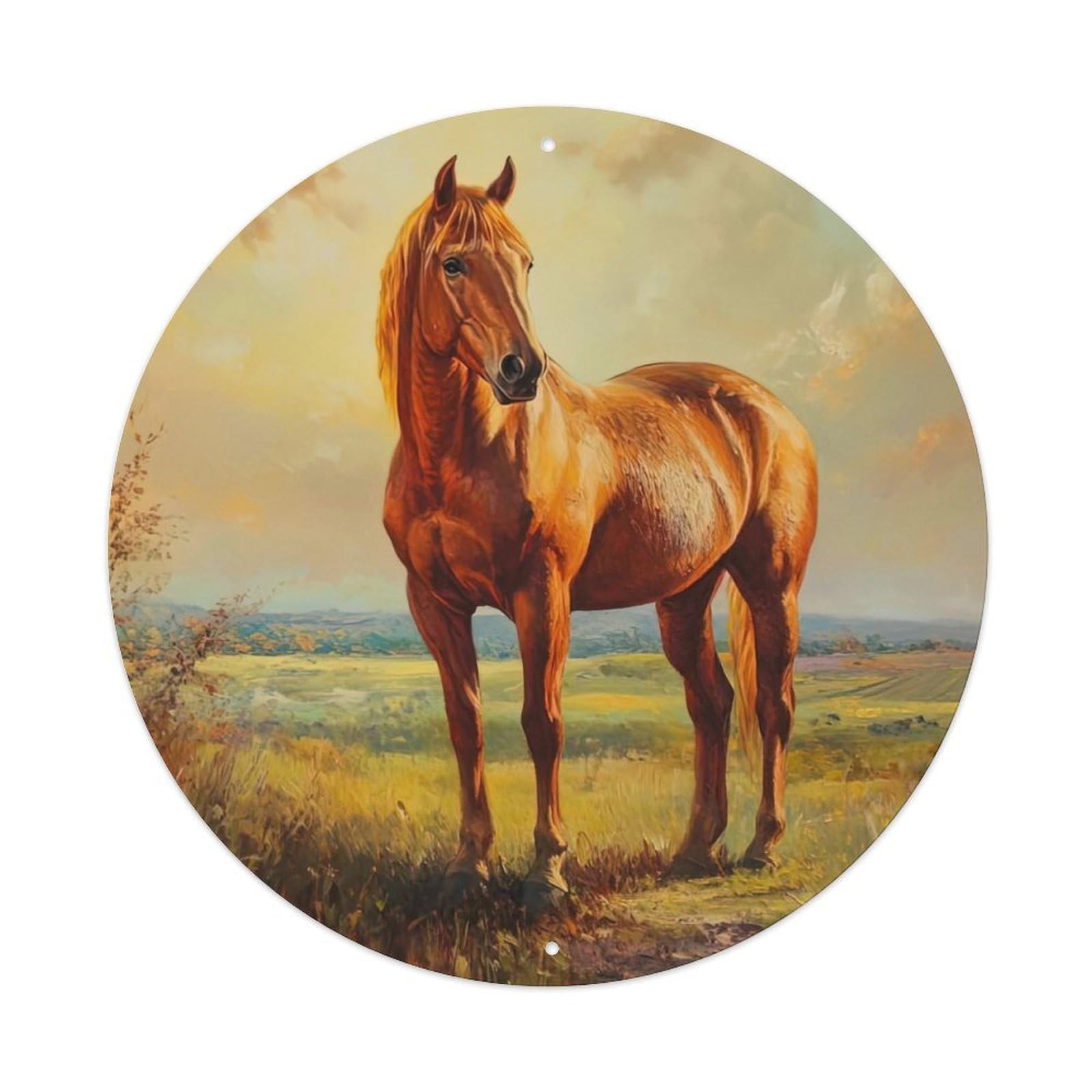 Animal Horses on The Prairie Artwork Vintage Metal Tin Sign Plaque Wall Decor for Cafe, Club Bar, Office, Garden Metal Poster 8x8Inch