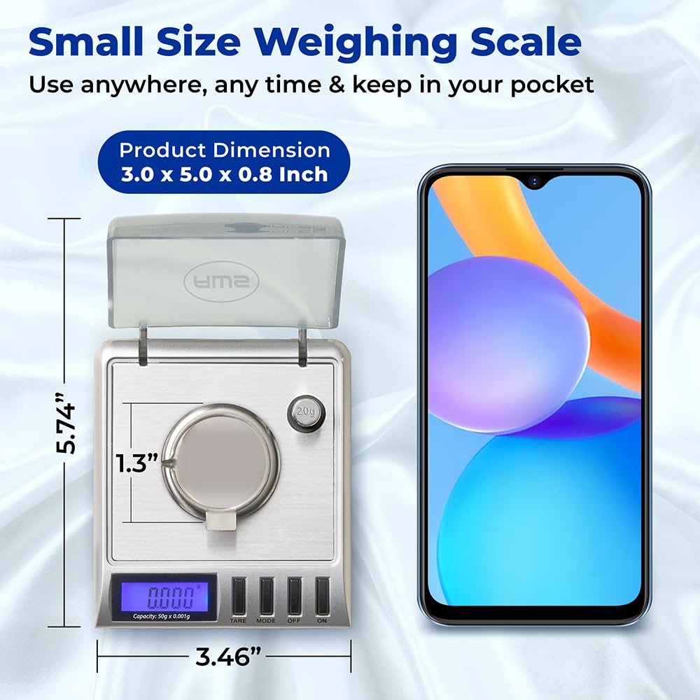 AMERICAN WEIGH SCALES GEMINI-50 Digitale Milligramm-Waage, tragbar, präzise, modern, Edelstahl, 50 g x 0,001 g (Silber)