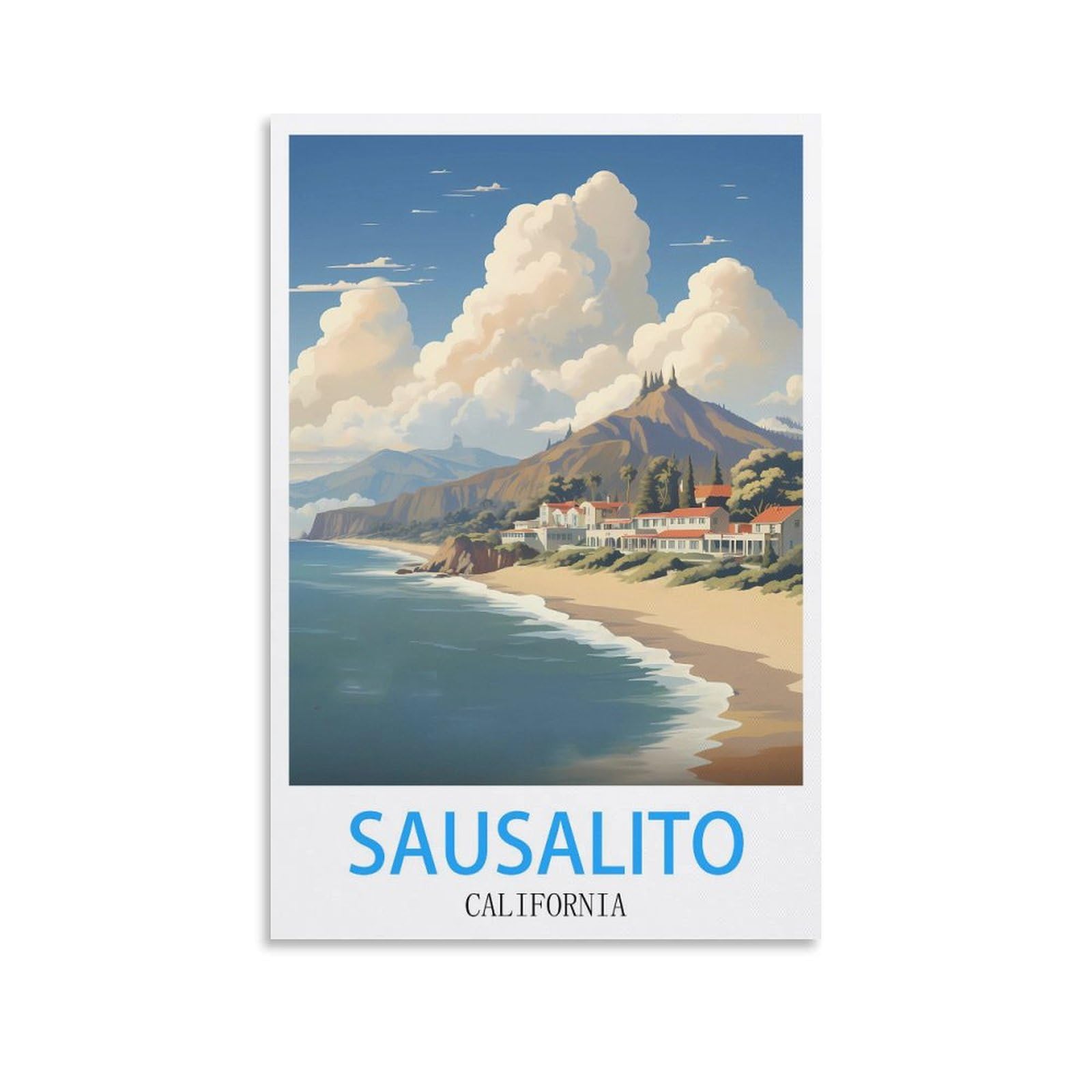 EZMLFA 5D Diamond Painting Kits,Sausalito California Diamond Art Kits Adults, Create Your Own Diamond Painting Full Drill Gifts for Home Decor 40x50cm