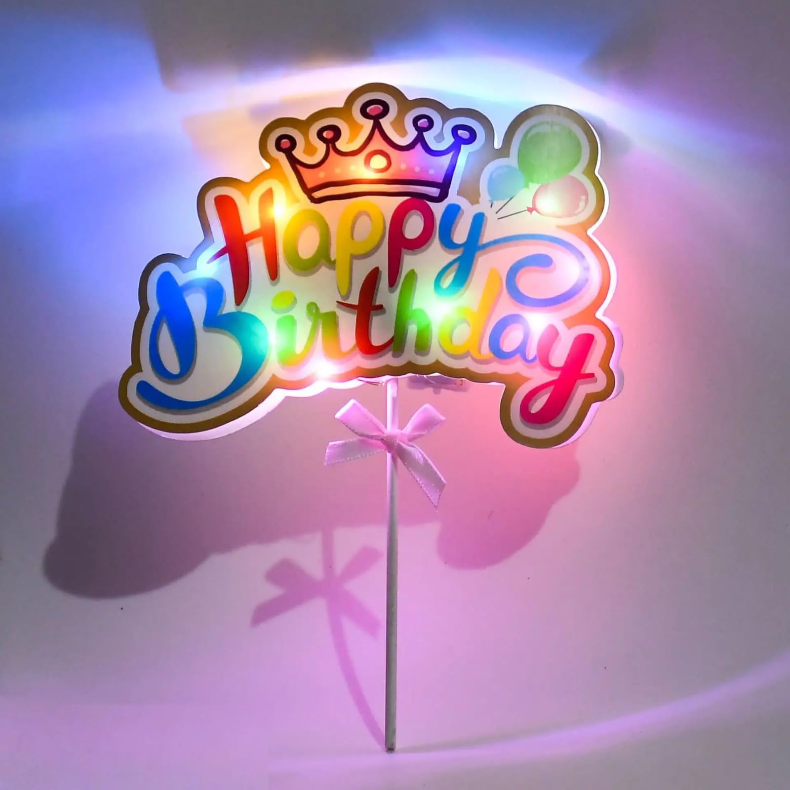 Pop The Party Happy Birthday Cake Topper, Crown Happy Birthday Cake Topper Decoration Suitable For Party Decoration For Birthday