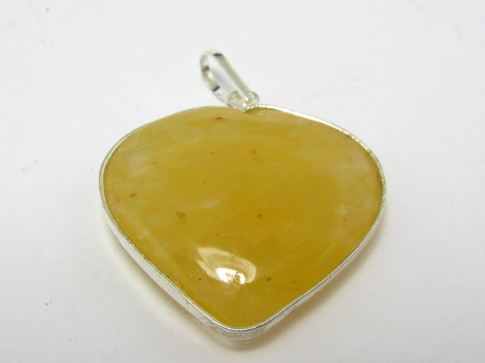 Himalaya Gold Azeztulite Heart Pendant From India - 1.7"