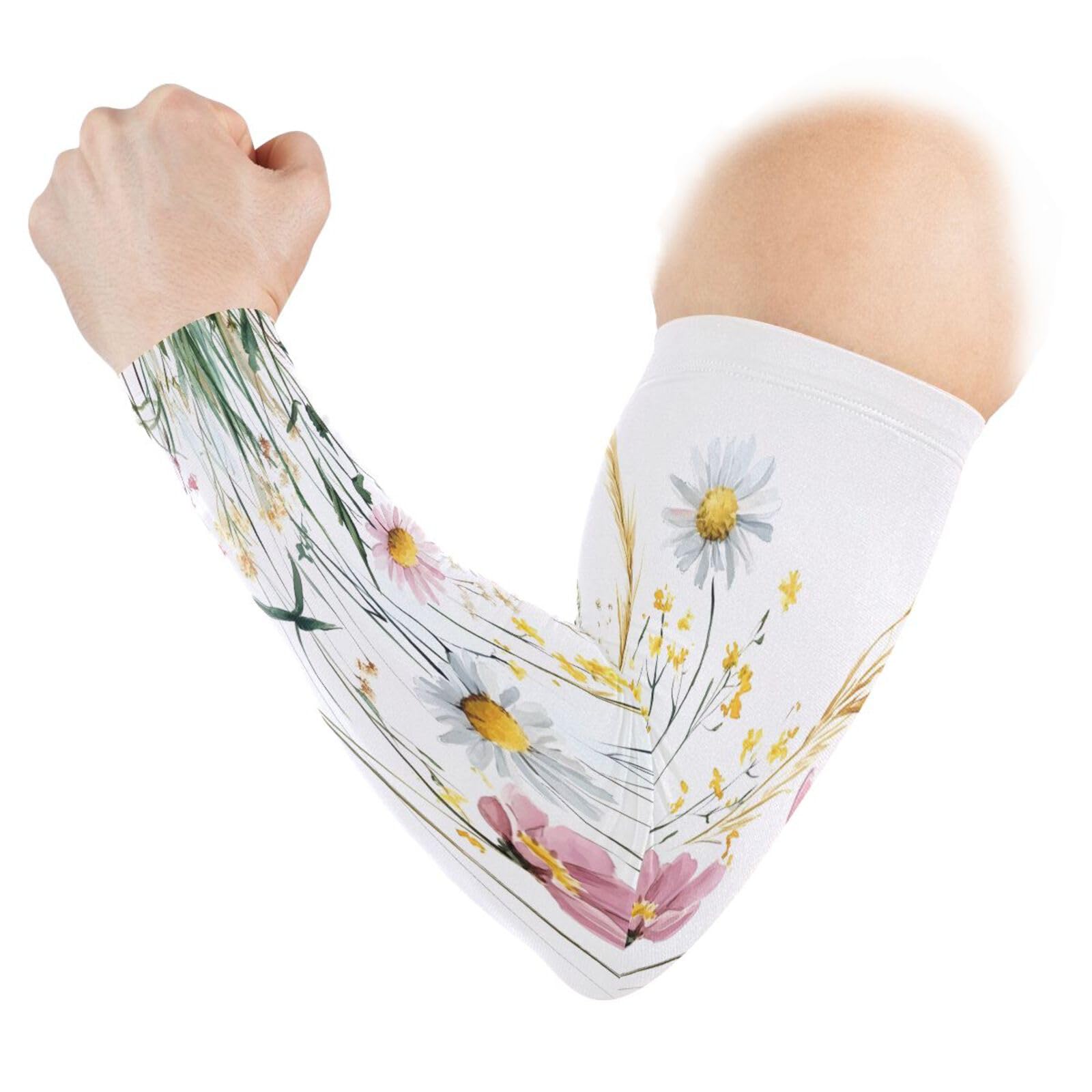 Kigai Wildflowers UV Sun Protection Arm Sleeves for Men Women Cooling Compression Sports Arm Sleeves Tattoo Cover Up