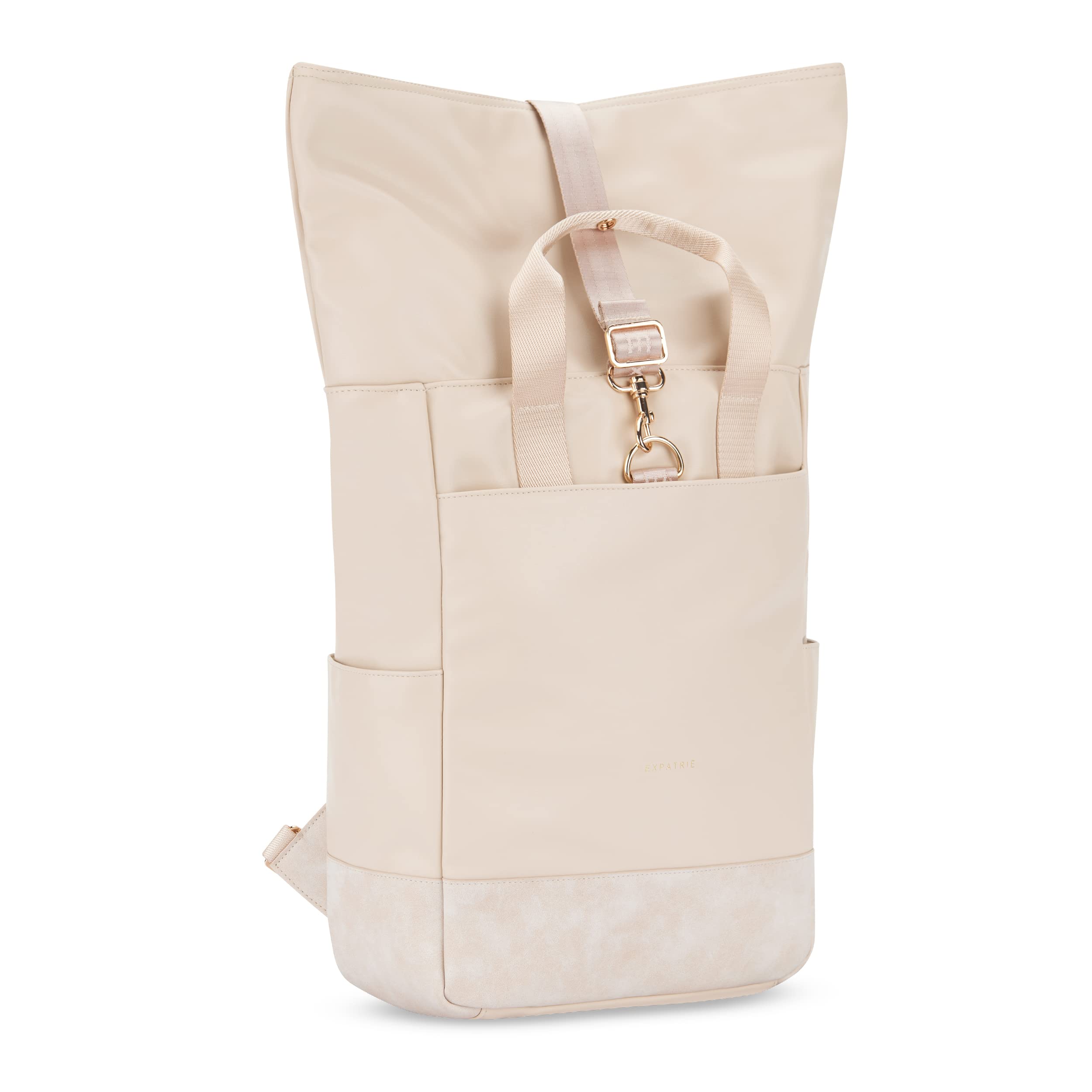 Expatrié Rucksack Damen Beige - Adele - Rolltop Tagesrucksack Elegant für Uni Fahrrad Arbeit - Eleganter Laptop Backpack Groß Frauen - Wasserabweisend