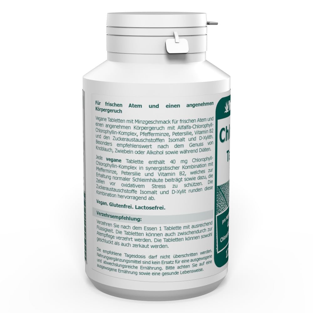 The Nutri Store - Chlorophyll Tabletten vegan - 120 Stück - mit Pfefferminz & Petersilie - 1 Monatsvorrat - Made in Germany