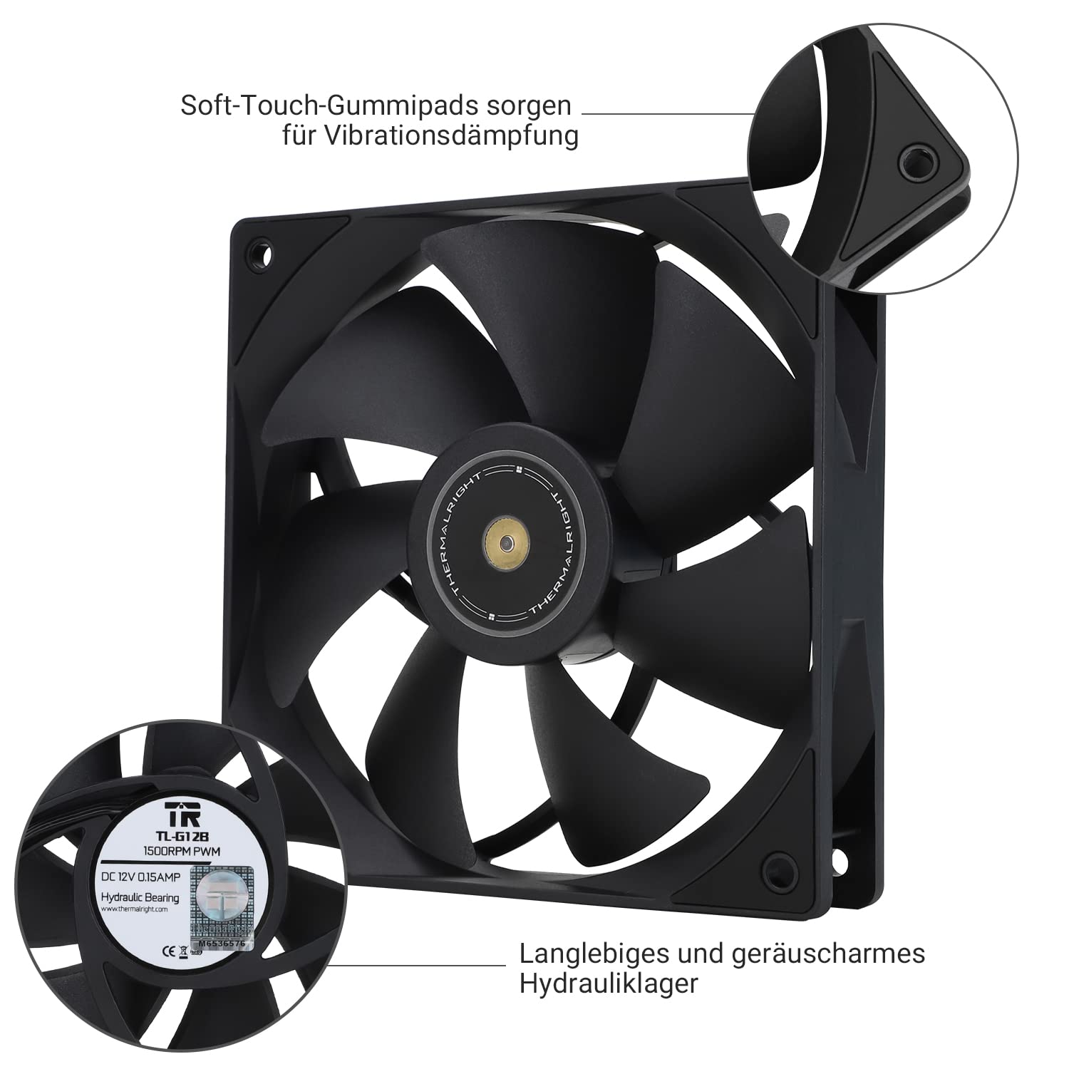 Dissipatore Liquido 360mm Ventola PC Silent Thermalright TL-G12B - 120 Mm, 1500 RPM, PWM 4-pin, Per Raffreddamento Case O CPU Dissipatore Liquido 240mm - Foto 6