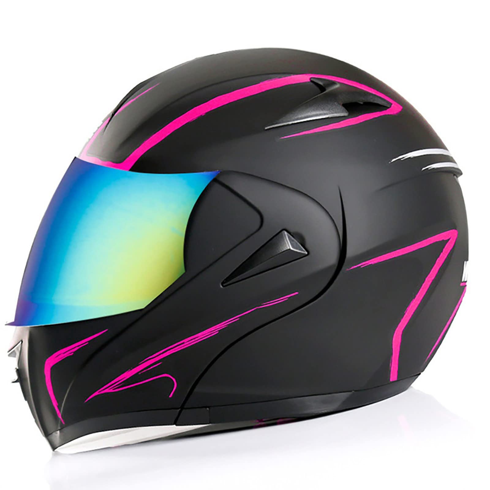 Motorradhelm Klapphelme Integralhelm,ECE-Zertifiziert mit Doppelvisier Sonnenblende Klapphelm Motorradhelm Integralhelm Outdoor Schutzhelm für Erwachsene Damen Herren C,S=55~56cm