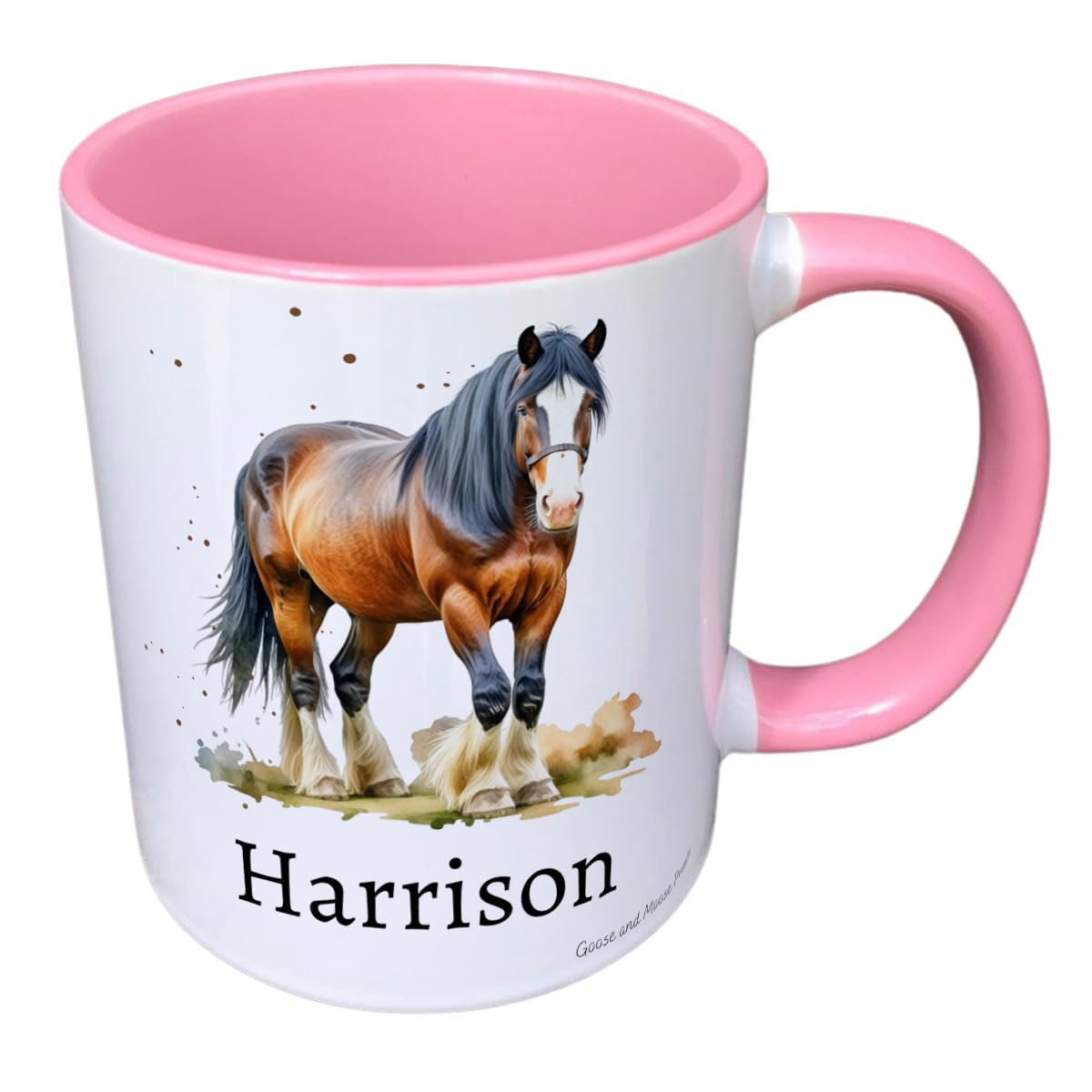 Personalised Shire Horse Mug, Gift for Equestrian Lover, Thank you Present for Horse Owner, Housewarming Coffee Cup, Country Kitchenware (Blue)