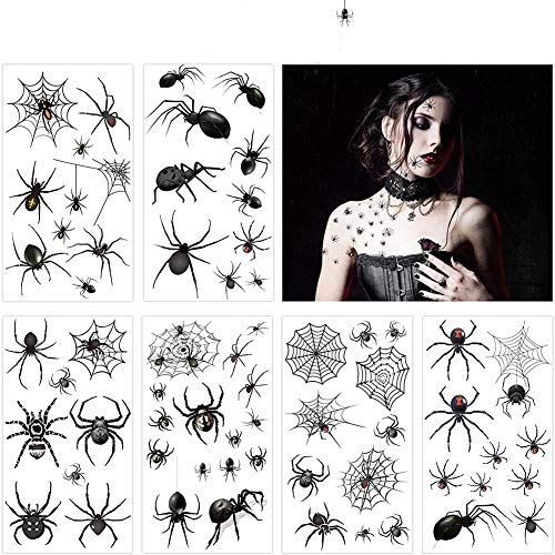 Halloween temporary tattoo spider and spider web water transfer waterproof tattoo atmosphere stickers party cosplay 10pcs