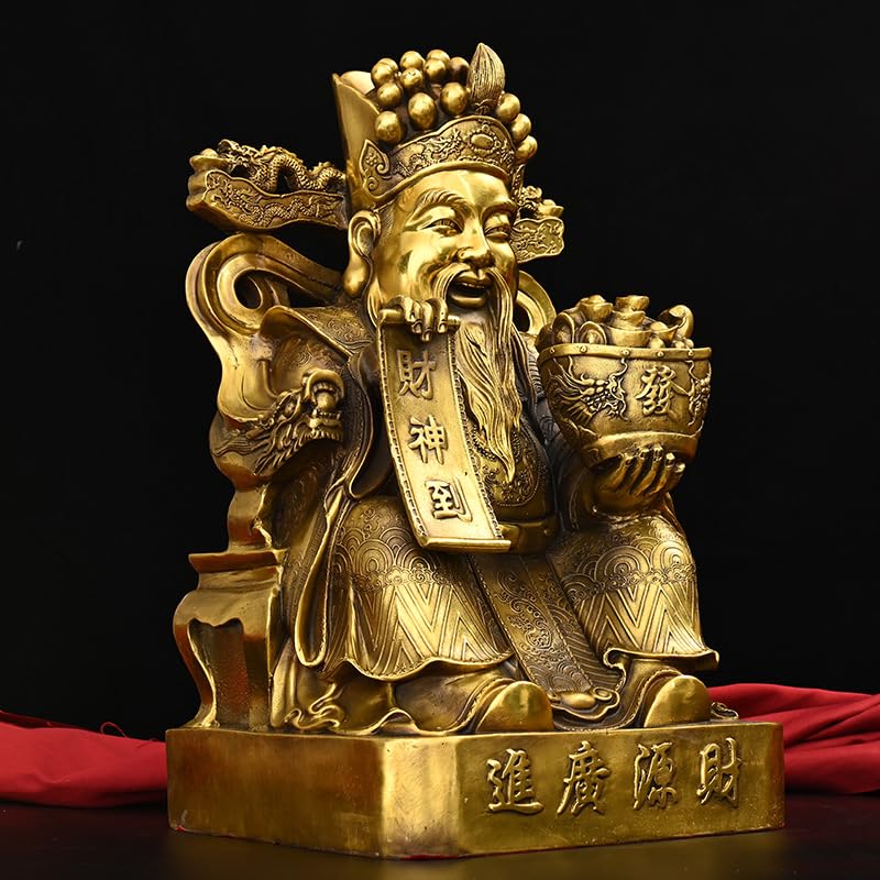 Posąg Buddy do użytku wewnętrznego Biznesu Feng Shui Rzeźba bogactwa Mosiądz Bóg bogactwa Posąg Buddy Ozdoby Statua Domu Kult Medytująca Statua Buddy Rzeźba