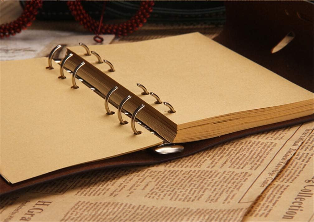 Classic PU Leather Diary Notebook with Feather Ballpoint Pen & Bookmark, Refillable Spiral Vintage Travelers Writing Journal Notebook Binder Notepad Art Sketching Sketchbook Scrapbooking Gift (Brown)