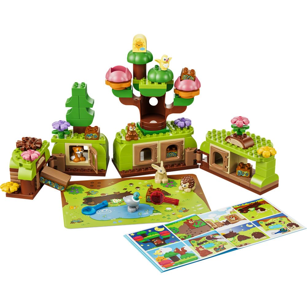 LEGO DUPLO Las odkrywców z dzikimi zwierzętami 10480 | leśne zwierzęta, klocki dla 3-latka, prezent dla dziewczynki i chłopca 3+, figurki zwierząt, 131 elementów