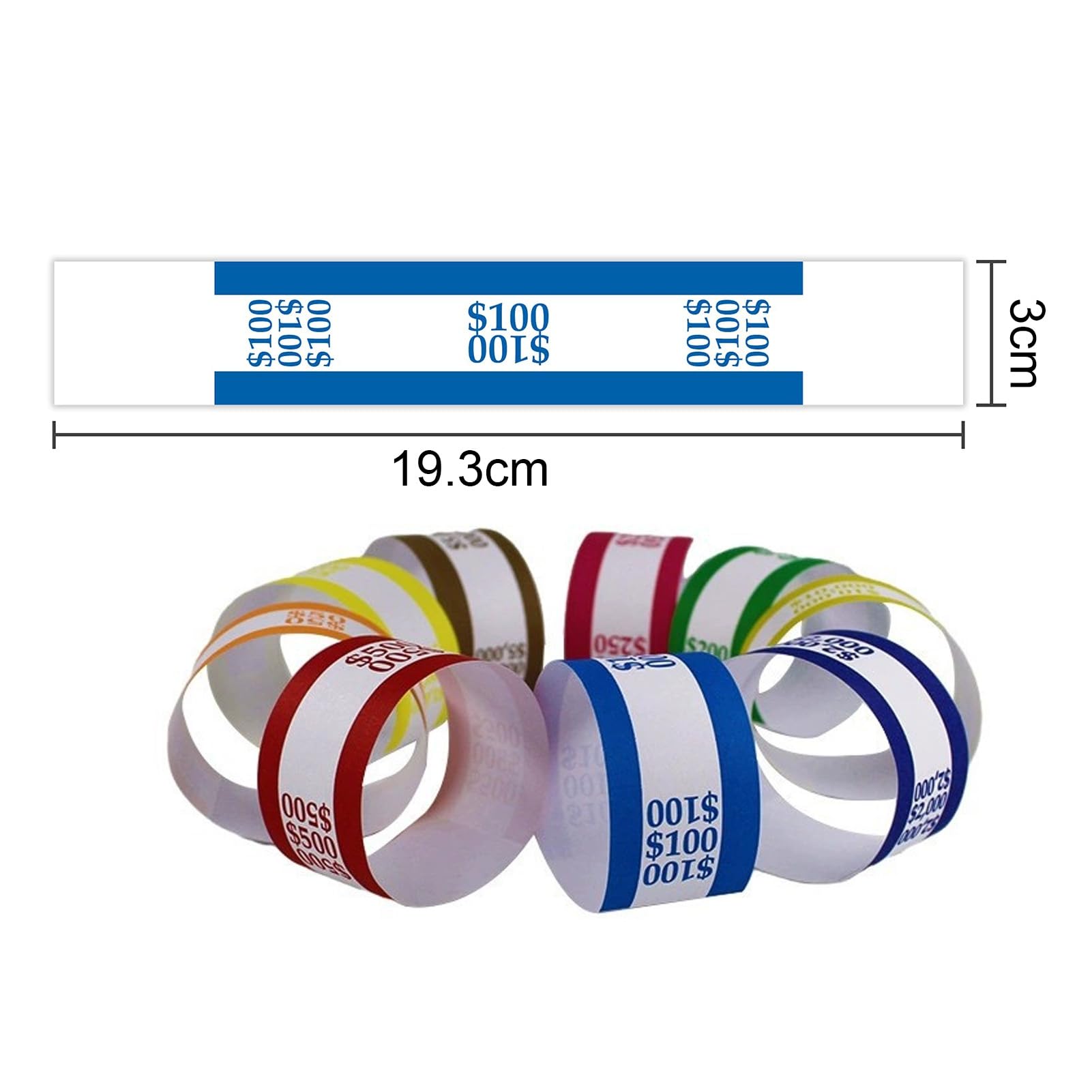 Set für EURO Banderolen 5x jede Sorte 20er Füllmenge (=35 Stück) (5€,10€,20€,50€,100€,200€,500€) EUR Geldbanderole Geldscheinbündel Banknotenaufbewahrung