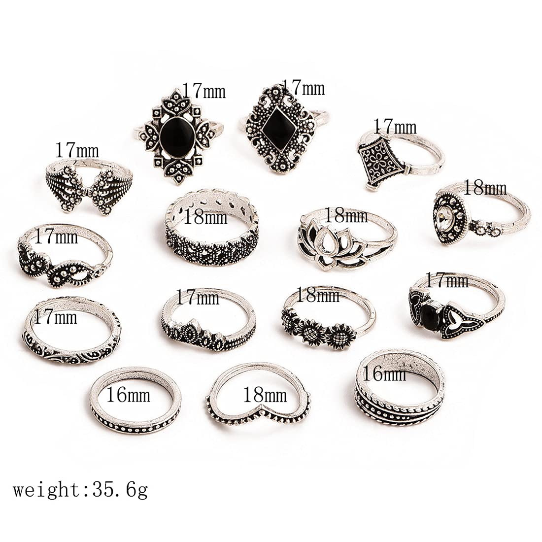 Silver Plated Rings Combo Set