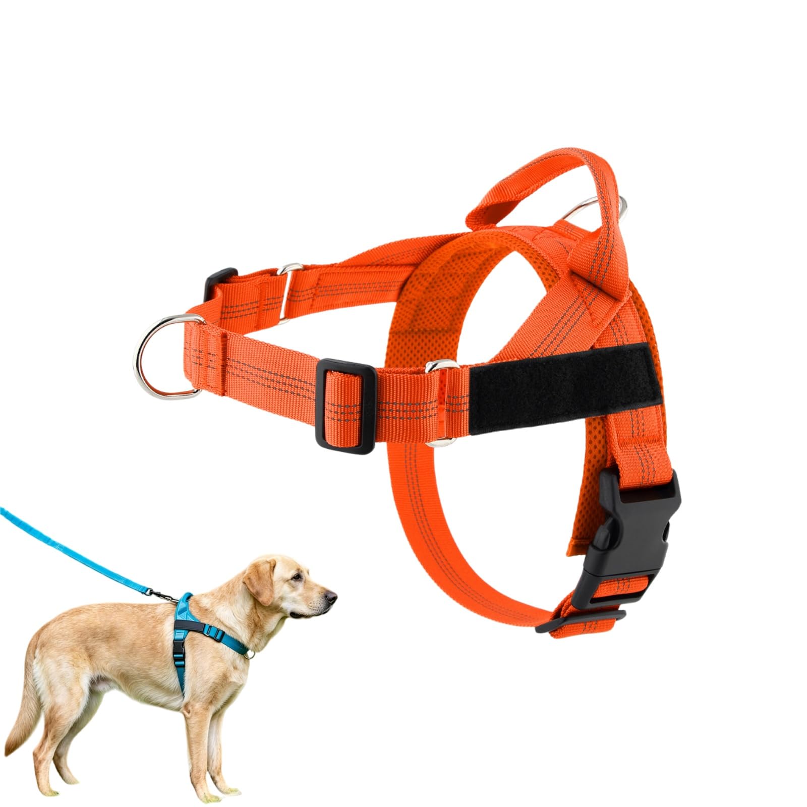 ParoPet No Pull Dog Harness, Adjustable Soft Mesh Dog Harness (Orange,M)
