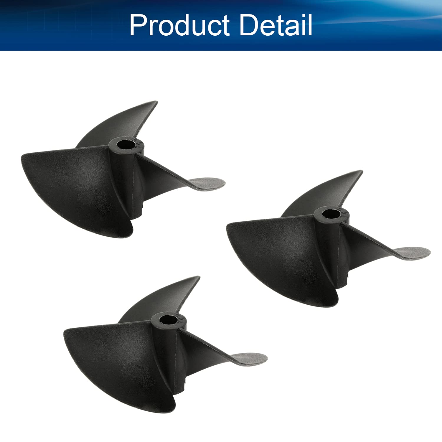 Bettomshin 3Pcs Three Blade Propeller for Ship Model Rc Boat Propeller Model Black Plastic Positive Paddle 55mm Diameter 80mm Pitch 4.8mm Hole Dia