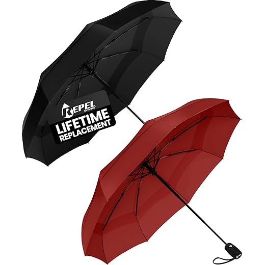 Repel Umbrella The Original Portable Travel Umbrella - Umbrellas for Rain Windproof, Strong Compact Umbrella for Wind and Rain - Perfect For On-the-Go, Car Umbrella, Backpack Umbrella