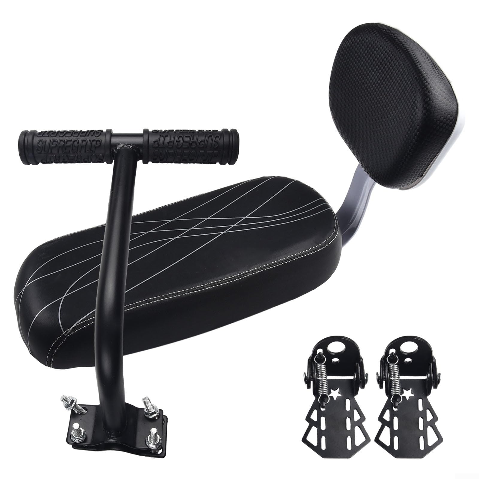 Sella posteriore con schienale maniglia e pedali, compatibile con bici ed ebike, telaio in lega da 34 cm x 16 cm, per adulti e bambini