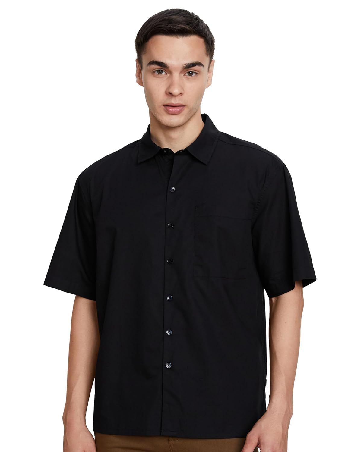 Amazon Brand – Symbol Men’s Solid Oversized Half Sleeve Casual Shirt | Plain | 100% Cotton (Available in Plus Sizes)