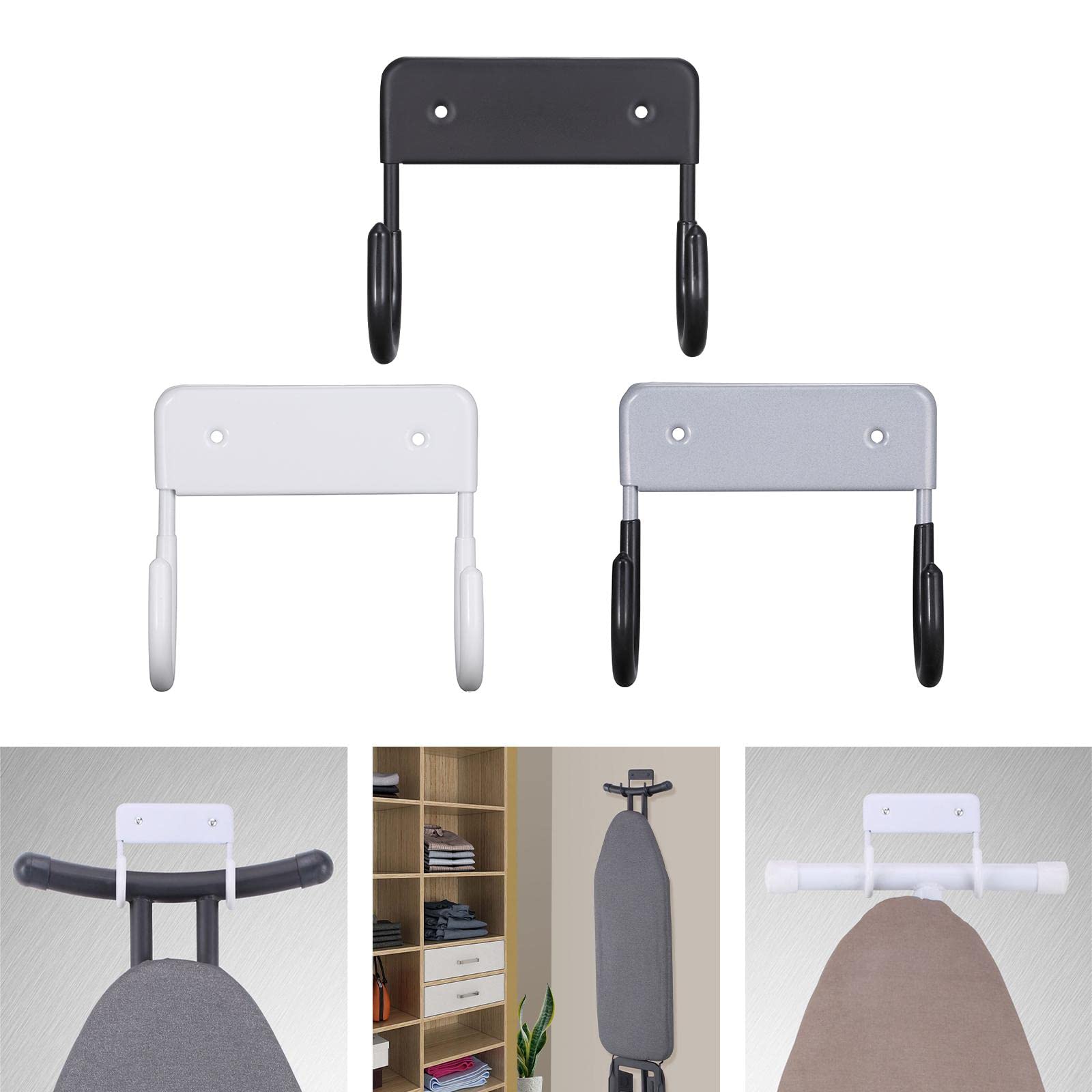 Soporte De Pared Para Tabla De Planchar - Acero Inoxidable, 2 Ganchos, Fácil Instalación