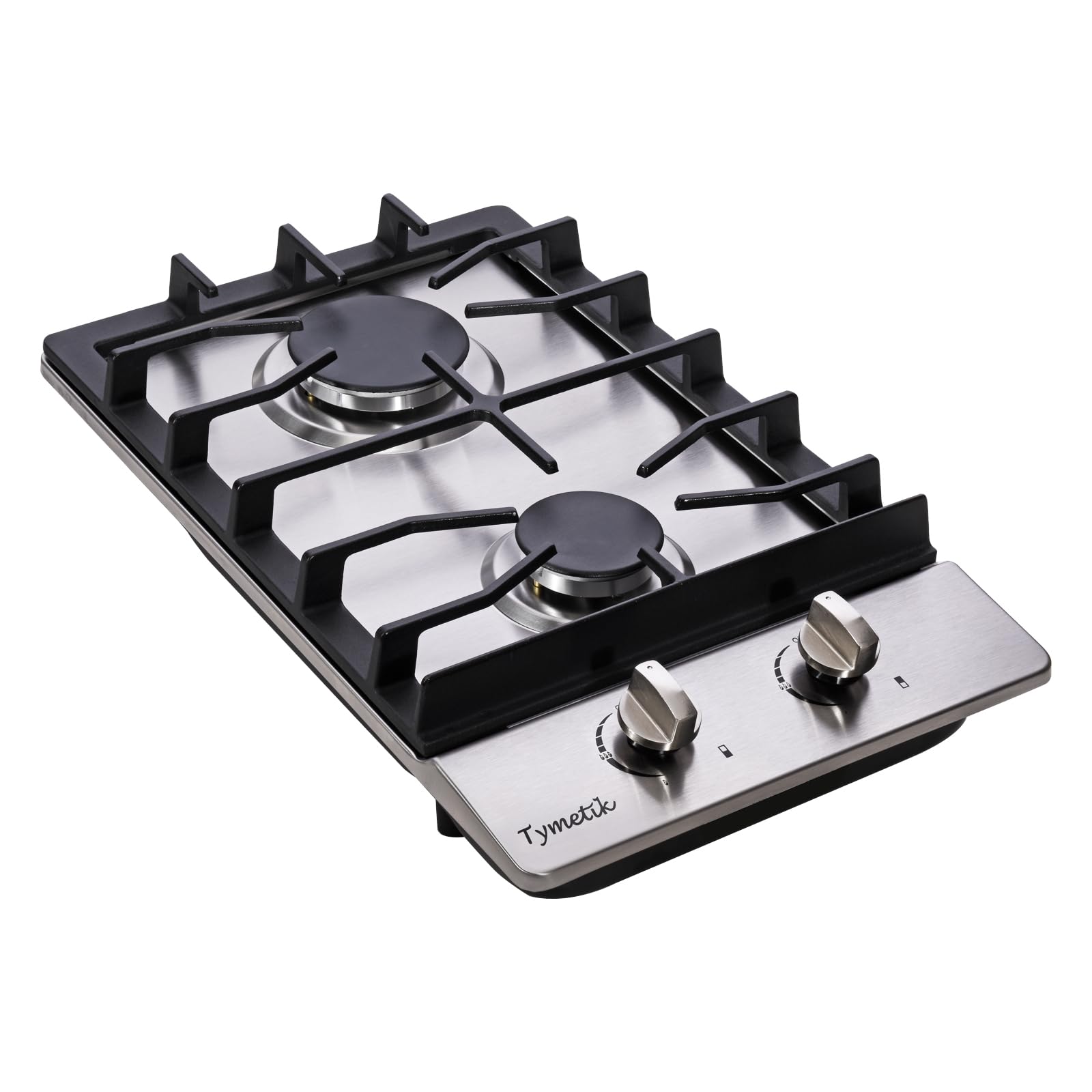 12 Inch Gas Cooktop, 2 Burners Gas Stovetop Built-in Stainless Steel Gas Stove Top Natural Gas/Propane Convertible Gas Cooker for Outdoor, Apartments, RVs