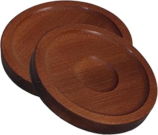 STOBAZA Round Wood Coasters for Whiskey Glasses Set of 4 with Anti-Slip Design Drink Coaster Pads for Home Bar Table Protection
