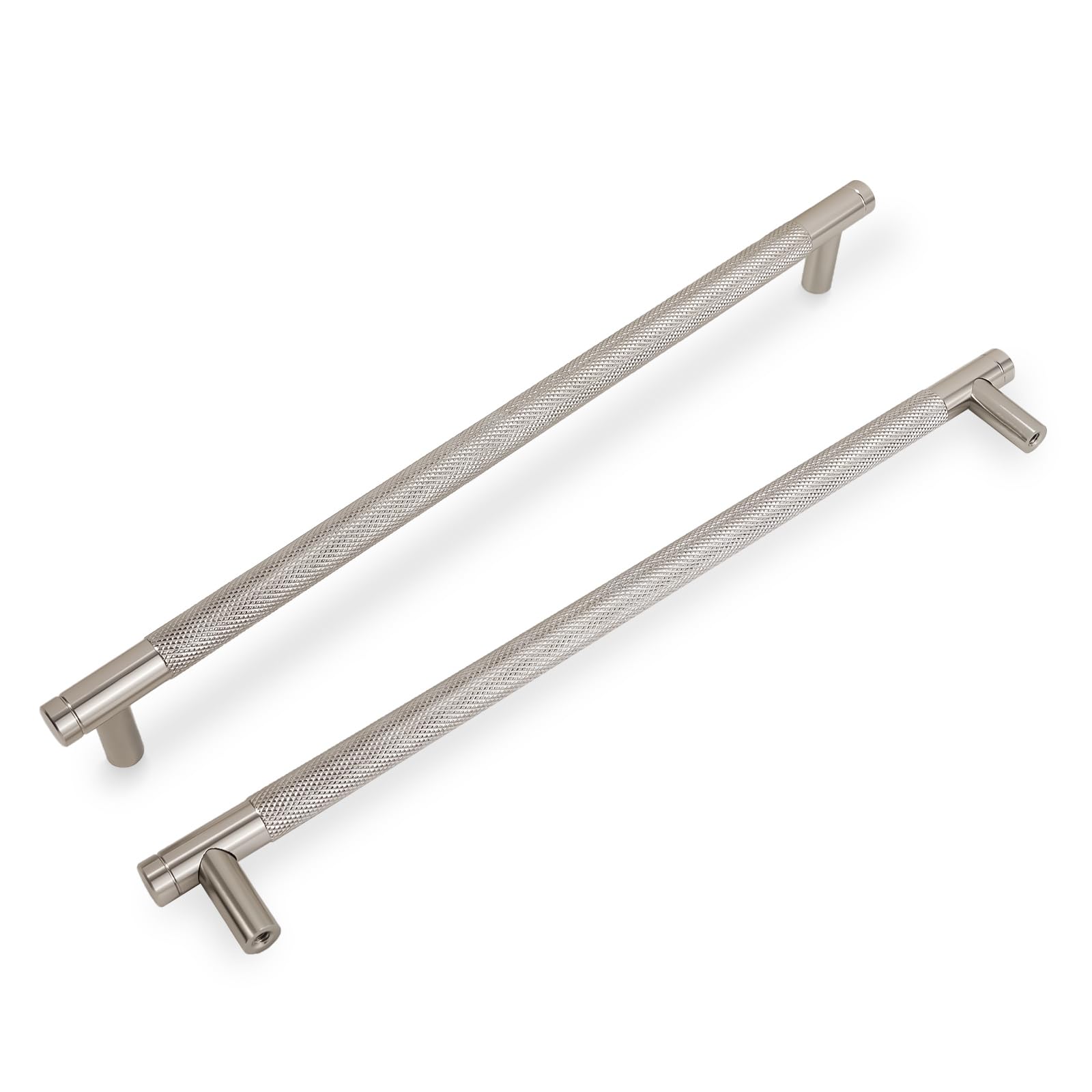 COTYKILEY 10 Pack 10 Inch(256mm) Brushed Satin Nickel Cabinet Handles Sliver Knurled Kitchen Cabinet Pulls Cabinet Door Handles Kitchen Cabinet Hardware Cupboard Drawer Pulls