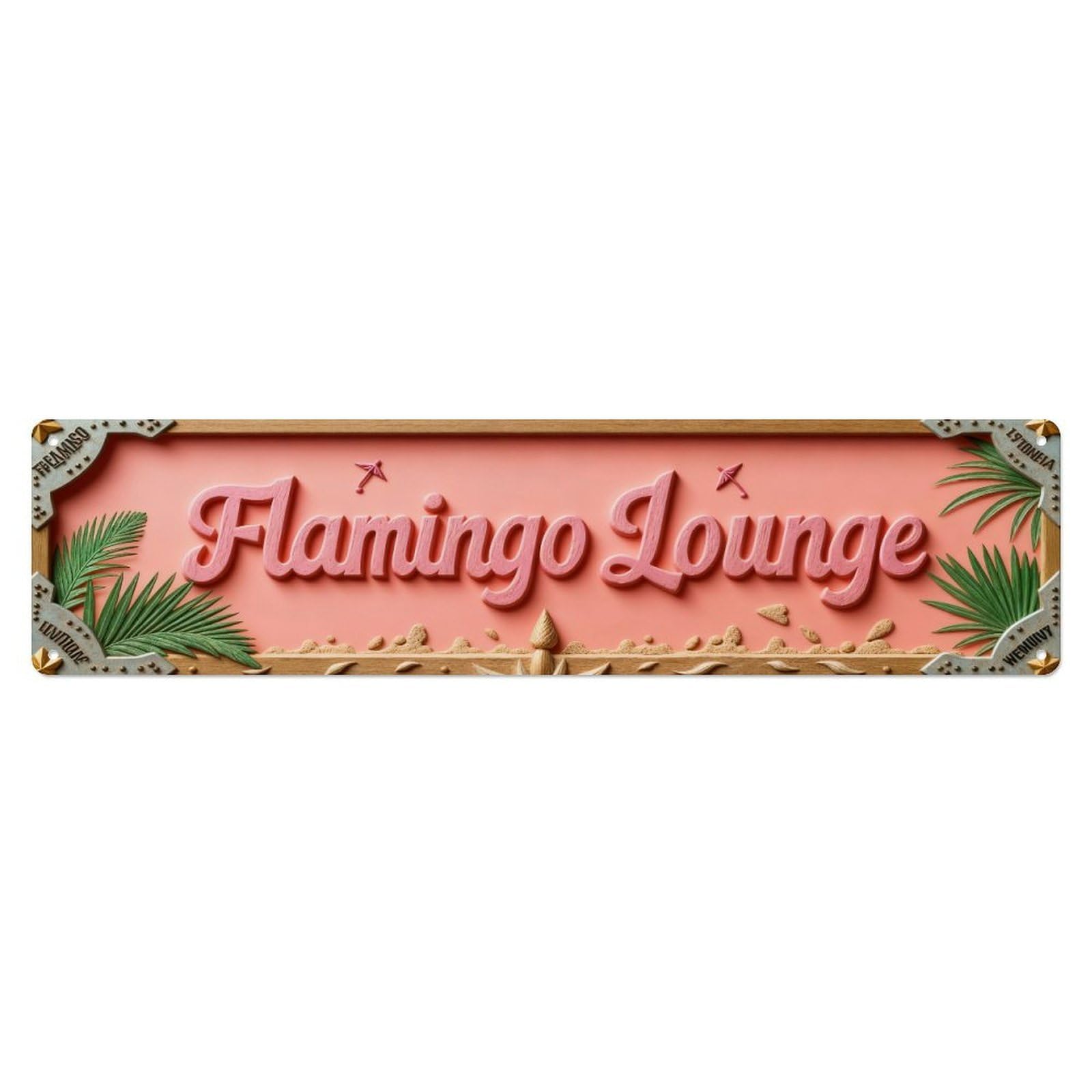 Flamingo Lounge Tropical Pattern Metal Tin Sign Plaque