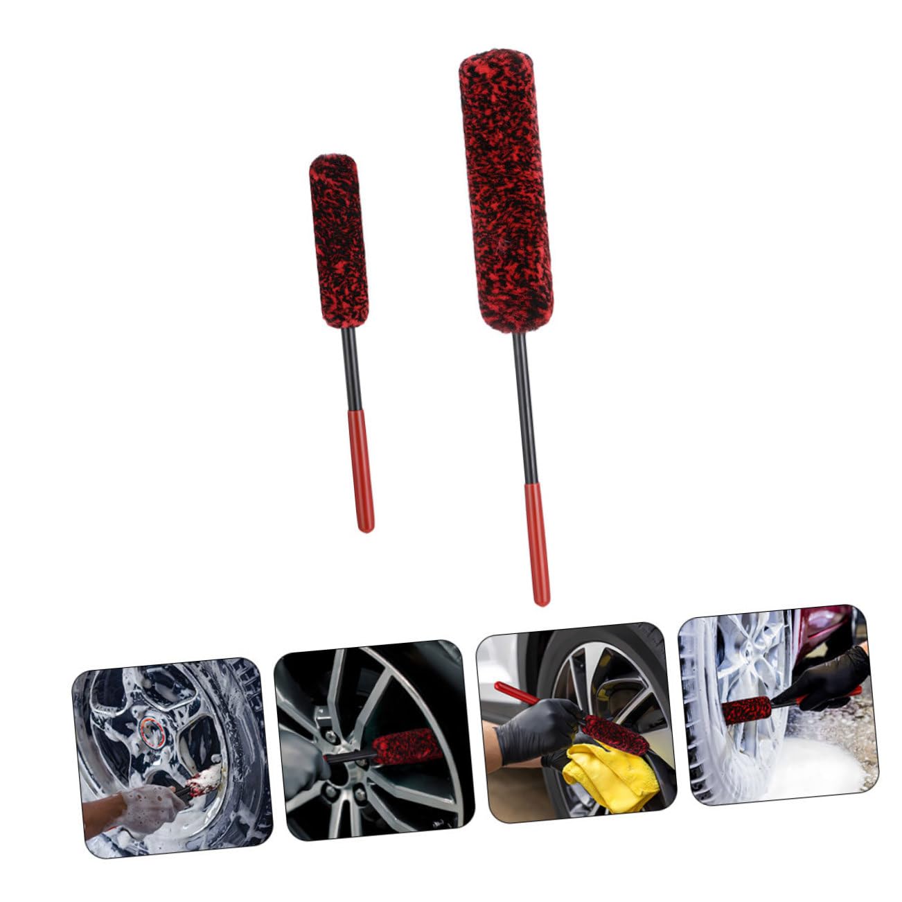 2 Pezzi Spazzole per Ruote Auto Spazzola per Cerchi e Pneumatici con Impugnatura Ergonomica Resistente e Flessibile per Pulizia Profonda e Dettaglio Auto Materiale Durevole