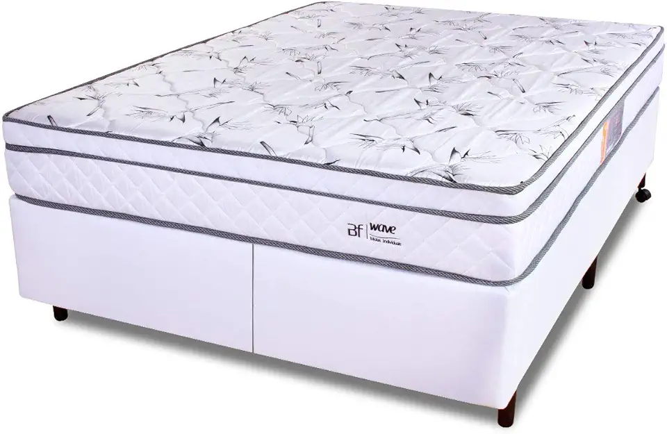 Cama Box Queen Colchão Molas Ensacadas Com Pillow e Box Courvin 158x198x58cm - BF Colchões